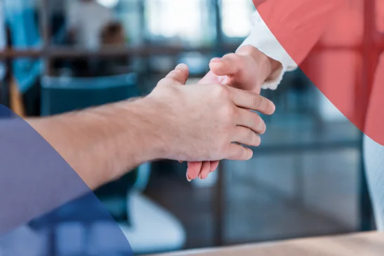 Business partners shaking hands in agreement
